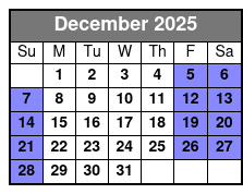 West Route Full Day Trolley Pass December Schedule