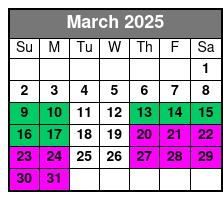 Sunset Cruise March Schedule