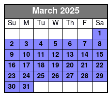 Day Trip + Parasailing March Schedule