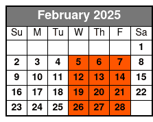 Tandem Kayak February Schedule