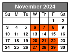 Single Kayak November Schedule