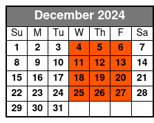 Single Kayak December Schedule