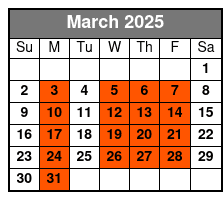 Tandem Kayak March Schedule