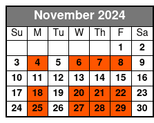 Single Kayak November Schedule