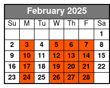 Single Kayak February Schedule