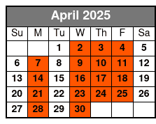 Single Kayak April Schedule