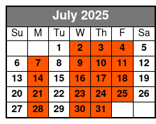 Single Kayak July Schedule