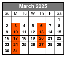 Clearwater Express with Lunch March Schedule