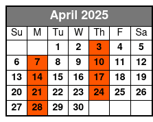 Clearwater Express with Lunch April Schedule