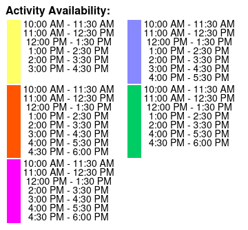 Vue Orleans Observatory Deck: All-Inclusive Package Color Key