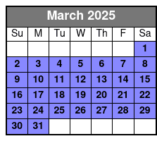 3hr City Tour March Schedule