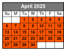 1 Hour Sunset Paddle April Schedule