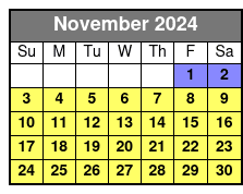 2 Hour Tandem Kayak Rental November Schedule