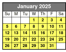 2 Hour Tandem Kayak Rental January Schedule