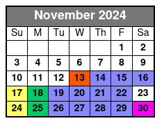 One Zip Fanny November Schedule