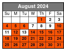 Sunset Tour August Schedule