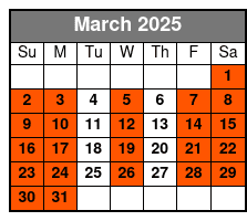 Private Tubing Experience March Schedule