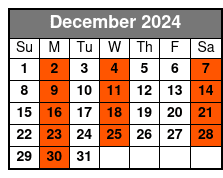 Sunset Tour December Schedule