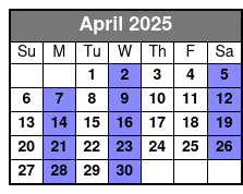 Sunset Tour April Schedule