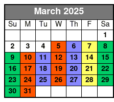 2 Hours Private Paddleboard Activity March Schedule