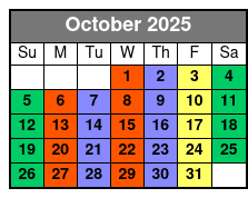 2 Hours Private Paddleboard Activity October Schedule