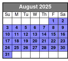 1:30pm Departure August Schedule