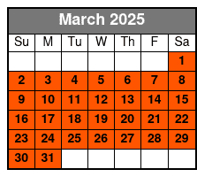 2 Hour Self-Guided Kayaking March Schedule