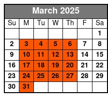 Sunset Cruise March Schedule