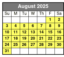 Dolphin Shelling Snorkeling August Schedule