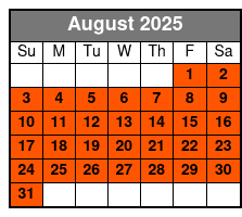 Double Kayak Rental August Schedule