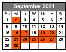 Half Day Fishing September Schedule