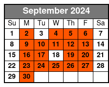 3/4 Day Fishing September Schedule