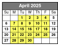 2 Hour Shelling Cruise April Schedule