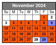 1 Hour Tour November Schedule