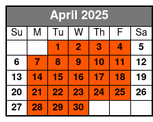 Viator Weekday Admission April Schedule