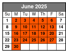 Viator Weekday Admission June Schedule