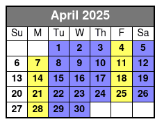 Kayak Island Tour April Schedule