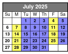 Kayak Island Tour July Schedule