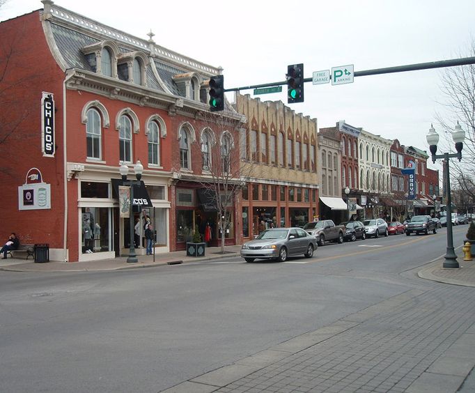 Historic Main Street in Franklin near Nashville, TN