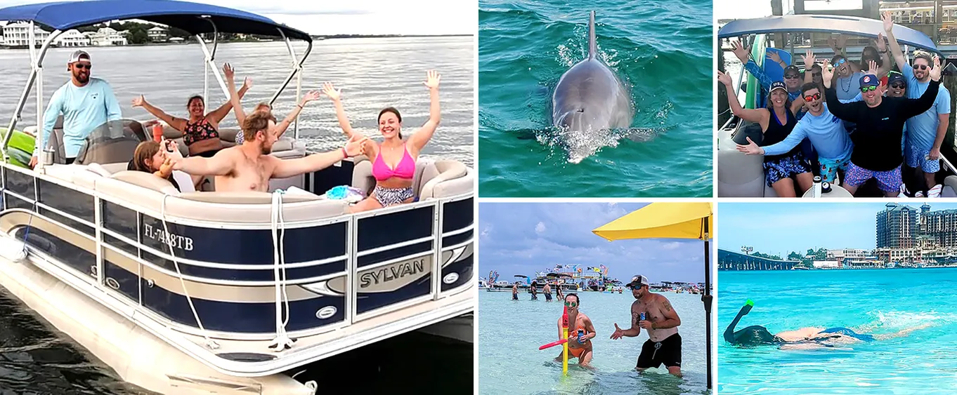 Private Pontoon Boat to Crab Island with Dolphin Cruise