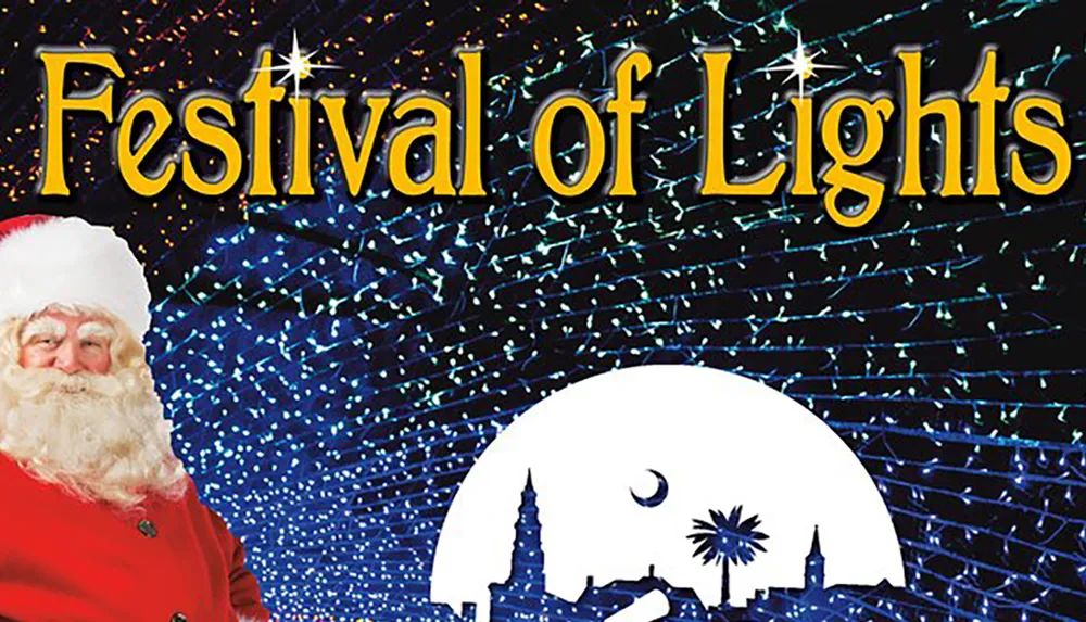 The image features the Festival of Lights text with a backdrop of festive lights and a Santa Claus figure