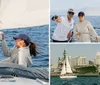 Two people are enjoying drinks while sailing on a boat