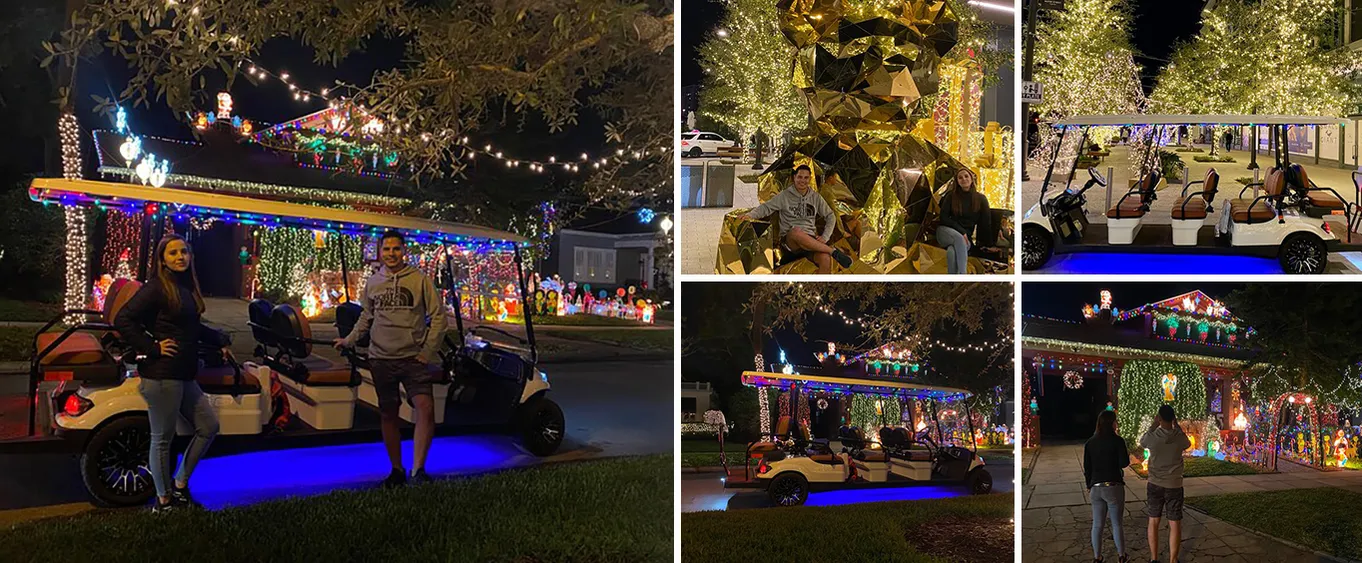 Christmas Lights Wonderland Deluxe Golf Cart Guided Tour in Tampa