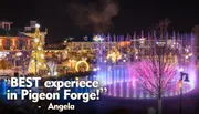 A child in a Santa hat looks out a window at a brightly lit Ferris wheel at night with a quote saying 